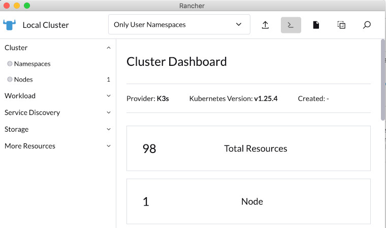 rancher desktop dashboard